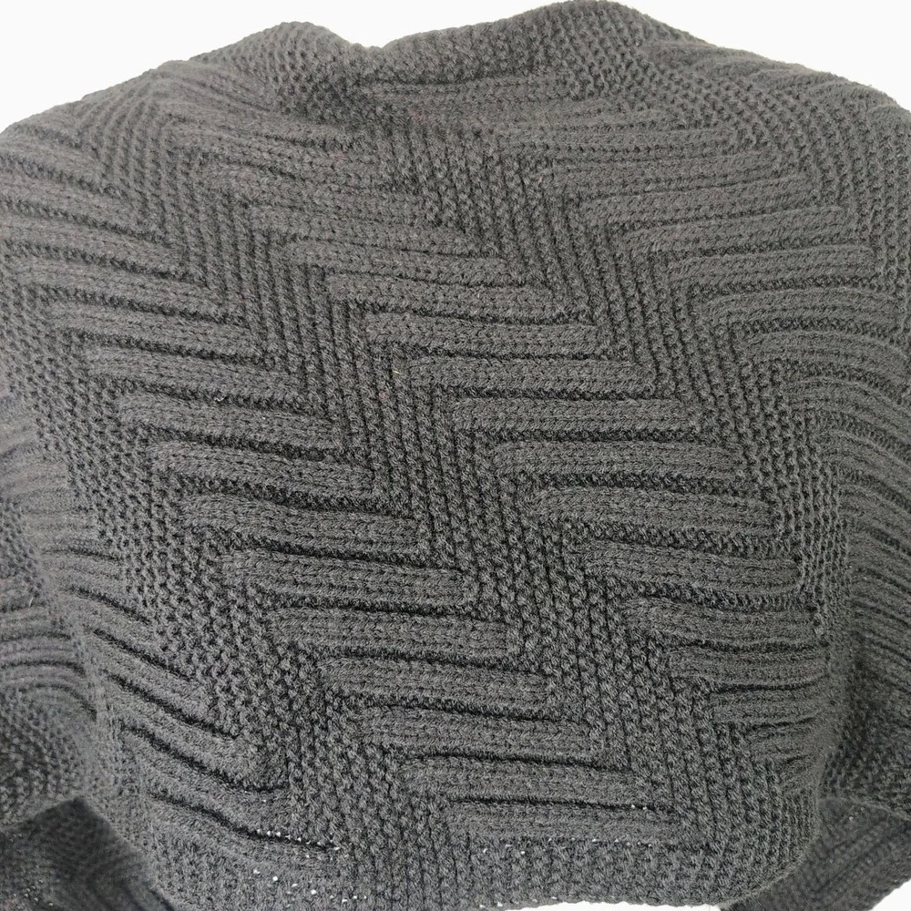 Black Chevron Chunky‎ Knit Infinity Scarf Loop Neck Warmer 13x52 New goth vamp